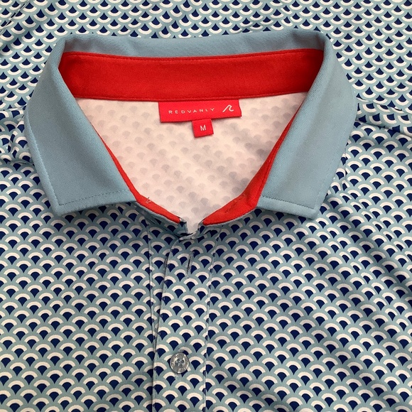 Redvanly Athletic Luxury Men's Blues and White Print Polo Shirt Sz M… - Picture 3 of 6